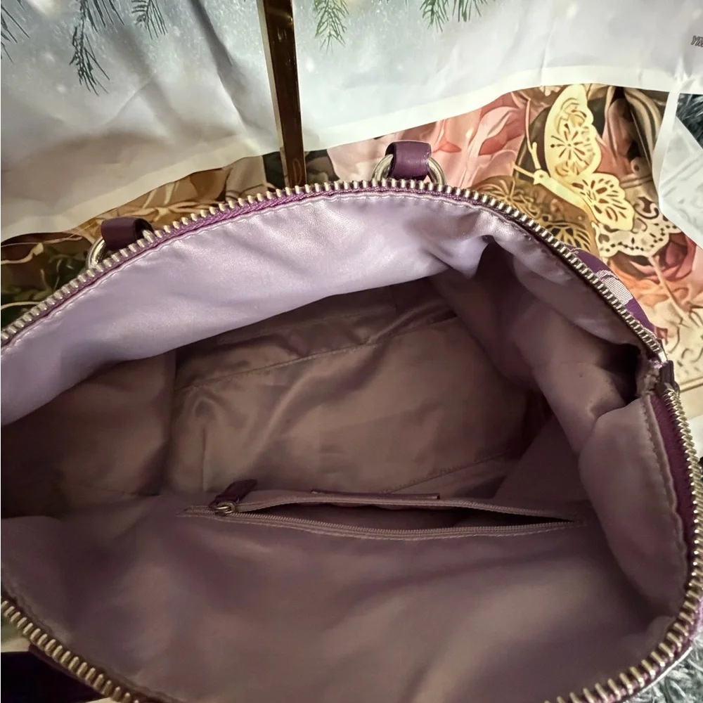 Coach Ashley Purple Horse & Carriage Satchel Purse Bag - Picture 13 of 14